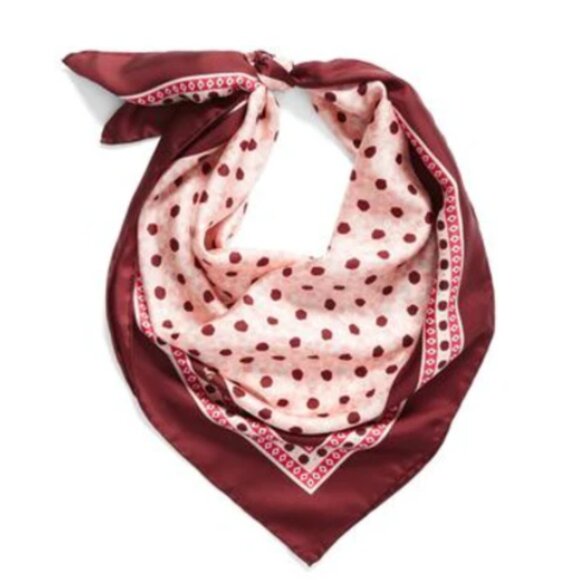 Kate Spade Silk Scarf Square Floral Pink Dots Moroccan Tile Womens Lightweight - Picture 1 of 7